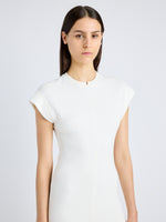 Proenza Schouler Detail image of model wearing Melanie Dress in Souffle Cotton Blend in ALABASTER