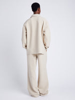 Proenza Schouler Back full length image of model wearing Genevieve Knit Pullover in Cloque in OATMEAL MELANGE