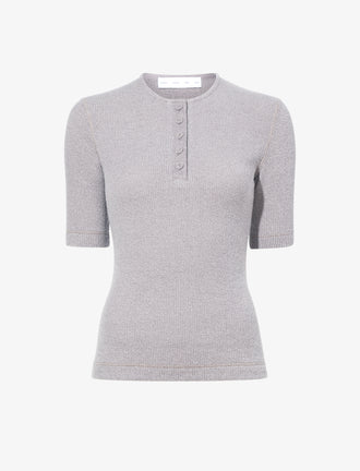 Proenza Schouler Still Life image of Jacqueline Shirt in Boucle Rib in LIGHT ALLOY MELANGE