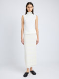 Proenza Schouler Front image of model wearing Sandrine Top in Souffle Cotton Blend in ALABASTER