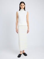 Proenza Schouler Front image of model wearing Sandrine Top in Souffle Cotton Blend in ALABASTER