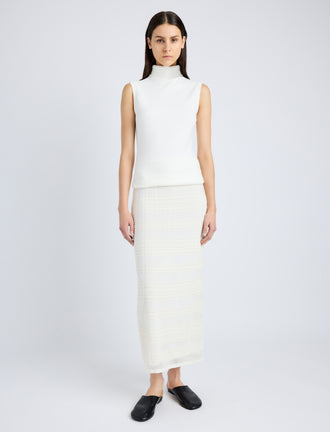 Proenza Schouler Front image of model wearing Sandrine Top in Souffle Cotton Blend in ALABASTER