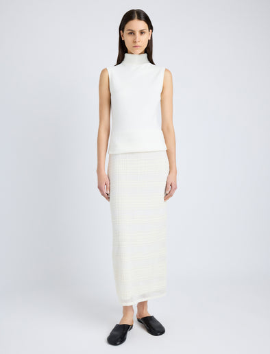 Proenza Schouler Front image of model wearing Sandrine Top in Souffle Cotton Blend in ALABASTER