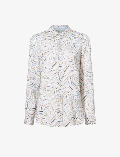 Proenza Schouler Still Life image of Eve Top in Printed Parachute Flou in ALABASTER MULTI