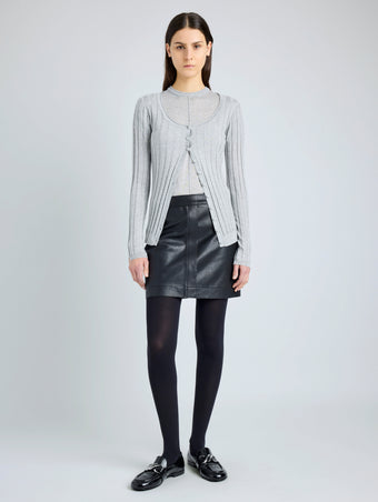 Proenza Schouler front image of model wearing Blaze Skirt in Pebbled Leather in black