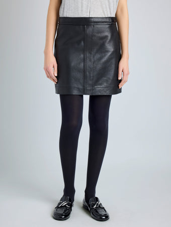 Proenza Schouler front cropped image of model wearing Blaze Skirt in Pebbled Leather in black