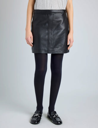 Proenza Schouler front cropped image of model wearing Blaze Skirt in Pebbled Leather in black