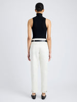 Proenza Schouler Back full length image of model wearing Cait Pant in Cotton Twill in ALABASTER