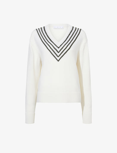 Proenza Schouler Still Life image of Gianna Top in Merino Stripe in OFF WHITE