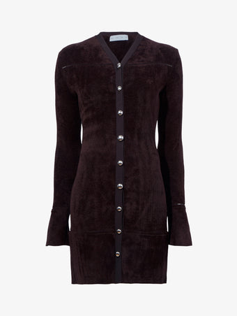 Proenza Schouler Still Life image of Lucille Cardigan in Chenille in HICKORY