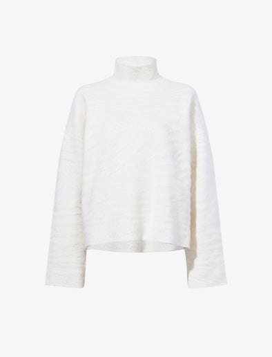 Proenza Schouler Flat image of Asher Sweater in Brushed Knit in EGGSHELL