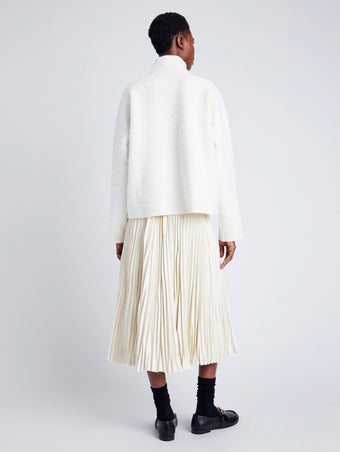 Proenza Schouler back image of model wearing Asher Sweater in Brushed Knit in EGGSHELL