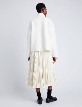 Proenza Schouler back image of model wearing Asher Sweater in Brushed Knit in EGGSHELL