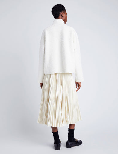 Proenza Schouler back image of model wearing Asher Sweater in Brushed Knit in EGGSHELL
