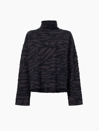 Proenza Schouler flat image of Asher Sweater in Brushed Knit in HICKORY/BLACK
