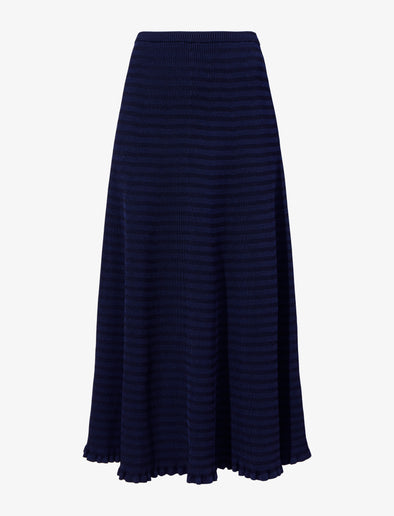 Proenza Schouler flat image of Stina Knit Skirt in Geo Knits in NAVY/BLACK