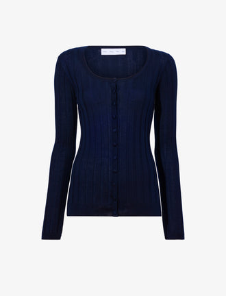 Proenza Schouler Still Life image of Hattie Cardigan in Lightweight Cashmere in NAVY