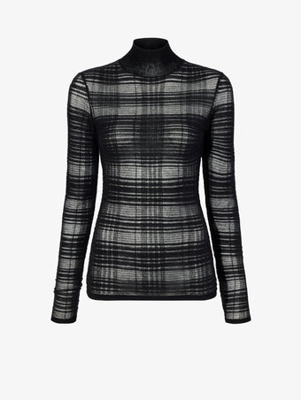 Proenza Schouler Still Life image of Stefanie Sweater in Plaid Knits in BLACK