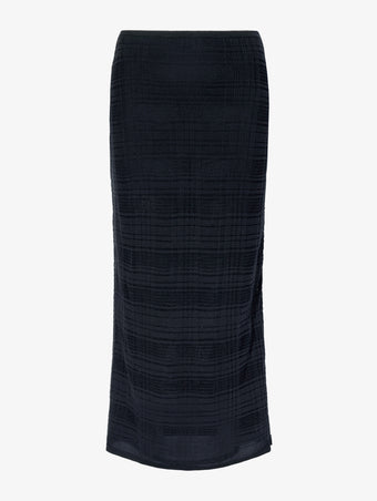 Proenza Schouler flat image of Elsa Skirt in Plaid Knits in BLACK