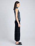 Proenza Schouler side image of model wearing Elsa Skirt in Plaid Knits in BLACK