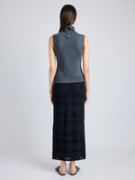 Proenza Schouler back image of model wearing Elsa Skirt in Plaid Knits in BLACK