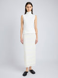 Proenza Schouler Front full length image of model wearing Elsa Skirt in Plaid Knits in ALABASTER