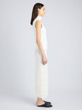 Proenza Schouler Side full length image of model wearing Elsa Skirt in Plaid Knits in ALABASTER