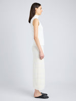 Proenza Schouler Side full length image of model wearing Elsa Skirt in Plaid Knits in ALABASTER