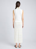 Proenza Schouler Back full length image of model wearing Elsa Skirt in Plaid Knits in ALABASTER