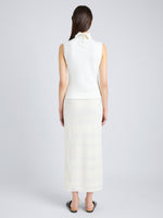 Proenza Schouler Back full length image of model wearing Elsa Skirt in Plaid Knits in ALABASTER