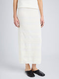 Proenza Schouler Detail image of model wearing Elsa Skirt in Plaid Knits in ALABASTER