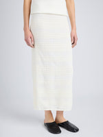 Proenza Schouler Detail image of model wearing Elsa Skirt in Plaid Knits in ALABASTER