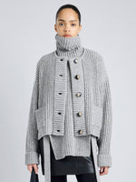 Proenza Schouler Front cropped image of model wearing Azura Sweater in Moulinex Knits in PEBBLE MELANGE