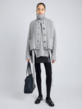 Proenza Schouler Front full length image of model wearing Azura Sweater in Moulinex Knits in PEBBLE MELANGE