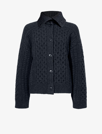 Proenza Schouler flat image of Darlene Sweater in Cable Knit in COAL