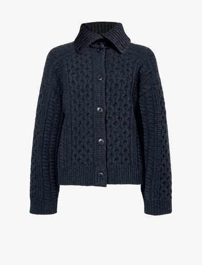 Proenza Schouler flat image of Darlene Sweater in Cable Knit in COAL