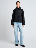 Proenza Schouler front image of model wearing Darlene Sweater in Cable Knit in COAL