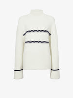 Proenza Schouler flat image of Anne Fairisle Sweater in Merino Wool in WHITE/BLACK/COAL