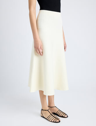 Proenza Schouler Detail image of model wearing Katalina Skirt in Souffle Knit in ALABASTER