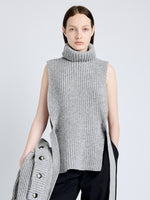 Proenza Schouler Front cropped image of model wearing Ember Vest in Moulinex Knits in PEBBLE MELANGE