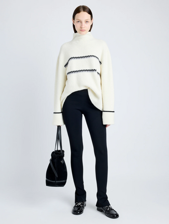 Proenza Schouler Front full length image of model wearing Marisol Pants in Ribbed Knit in BLACK