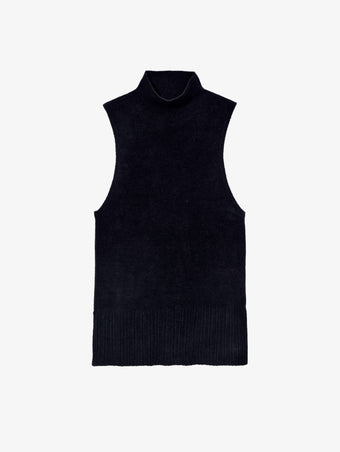 Proenza Schouler flat image of Mackenzie Knit Turtleneck in Chenille in BLACK