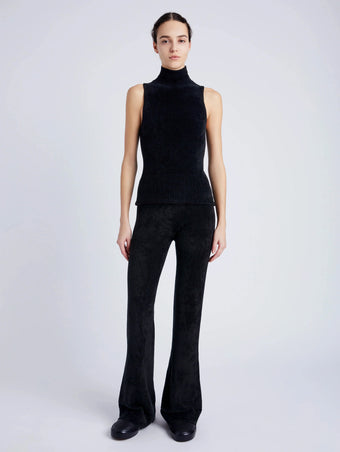 Proenza Schouler front image of model wearing Mackenzie Knit Turtleneck in Chenille in BLACK