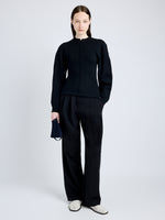 Proenza Schouler Front full length image of model wearing Carolina Sweater in Souffle Knit in BLACK