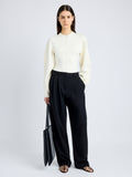 Proenza Schouler Front full length image of model wearing Carolina Sweater in Souffle Knit in ALABASTER