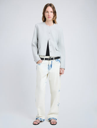 Proenza Schouler Front image of model wearing Lucas Jacket in Wool Melange in Light Grey