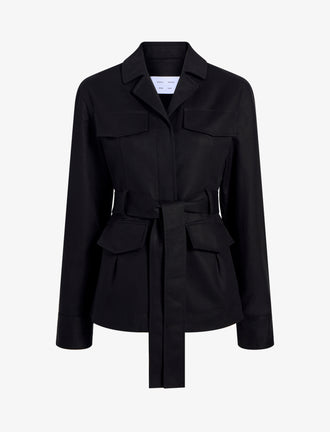 Proenza Schouler Still Life image of Indie Jacket in Stretch Cotton Suiting in Black