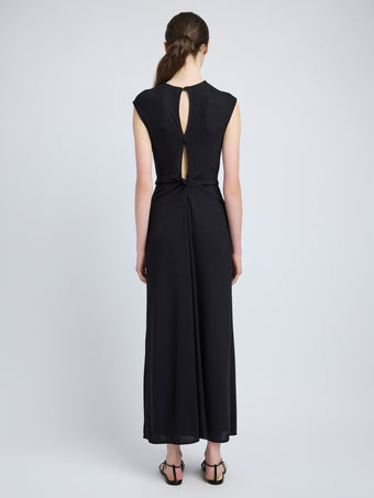 Proenza Schouler Back full length image of model wearing Miranda Dress in Twisted Rib in Black