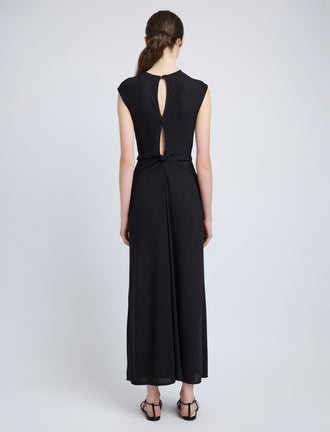 Proenza Schouler Back full length image of model wearing Miranda Dress in Twisted Rib in Black