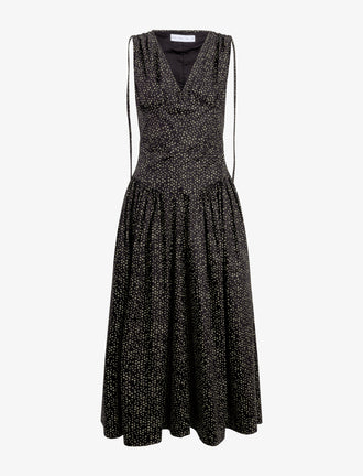 Proenza Schouler Still Life image of Clayton Dress in Printed Poplin in Black/Vanilla